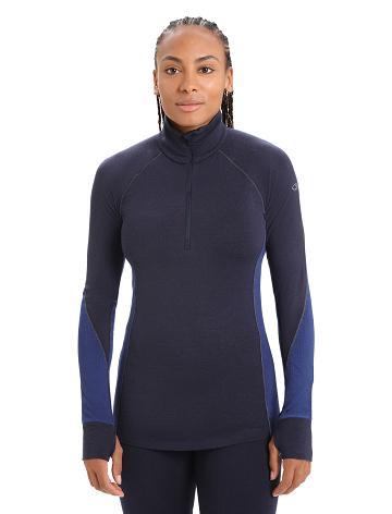 Base Layers Icebreaker BodyfitZone™ Merino 260 Zone Long Sleeve Half Zip Thermal Top Damskie Granatowe Królewski Niebieski Granatowe | PL 1050YXFU